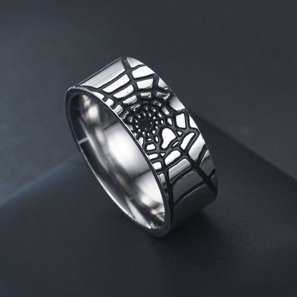 Initial Ring Custom - Edelstahl Einfache Spinne Web Ring Mode