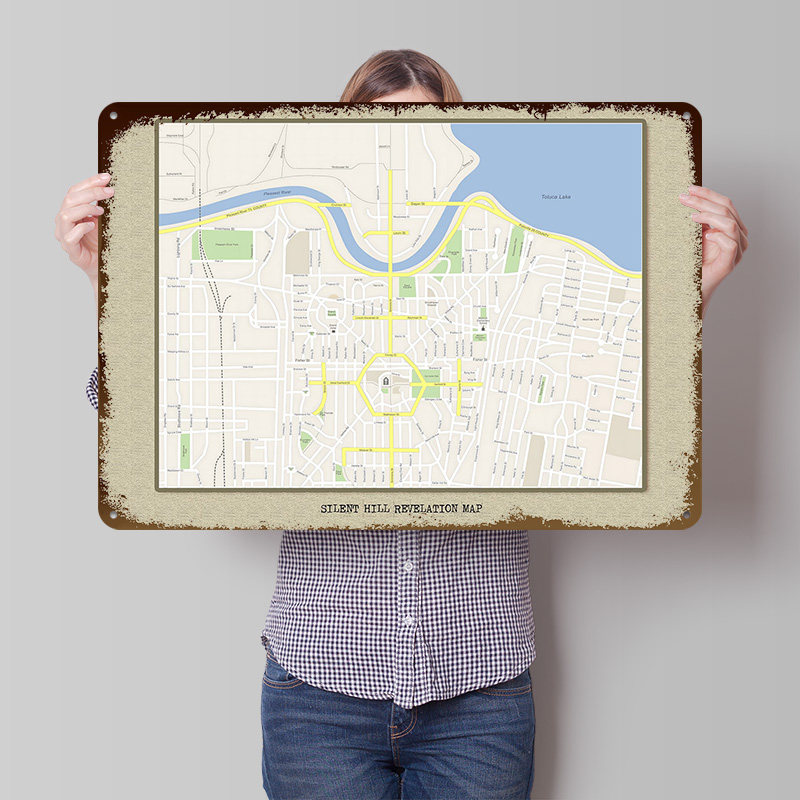 Custom Map Poster - Silent Hill Revelation Karte Metallposter Personalisierte