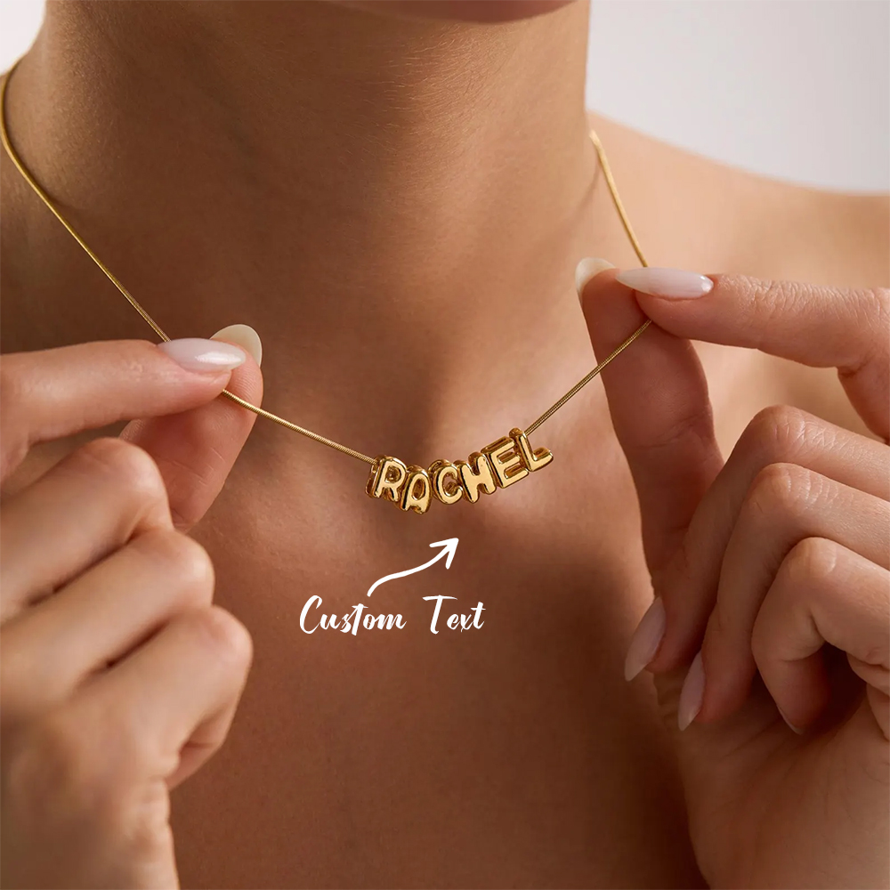 Name Necklace Custom - Personalisierte Ballon-Initialen-Halskette für Frauen, personalisiertes Alphabet,