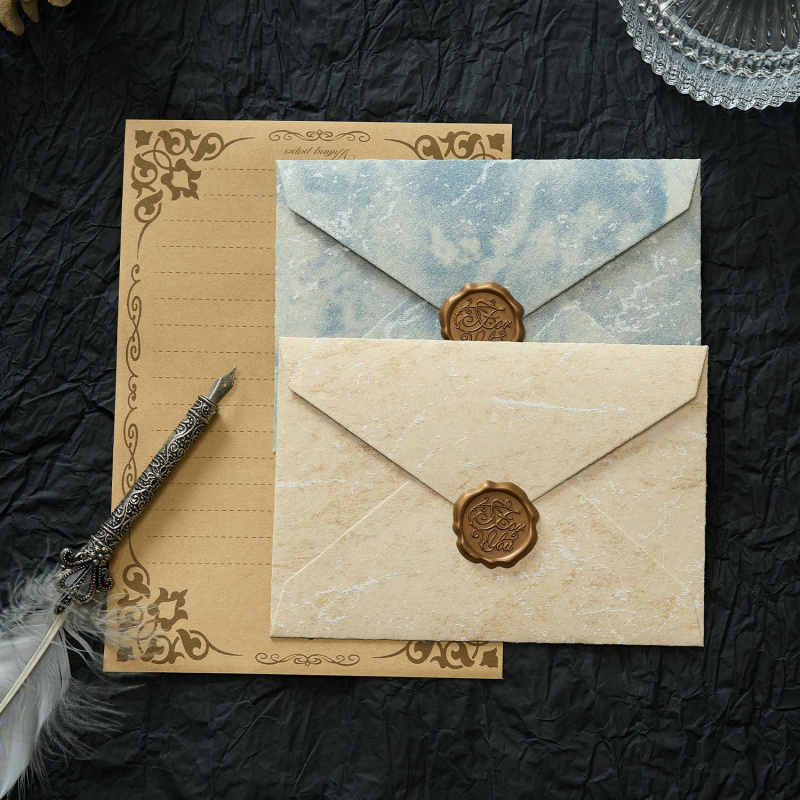 Wax Seal Letter Kit - 5 Stück vergoldete Schattenumschläge im Kanalstil