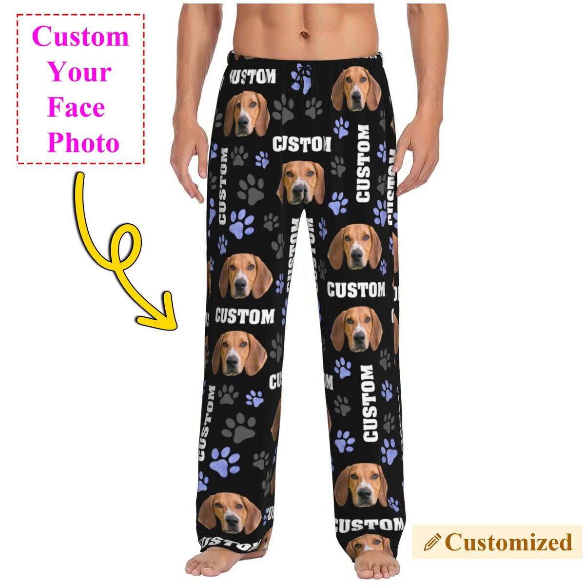 Pet Portrait Custom - Männer benutzerdefinierte Hund Foto Pyjama Hose