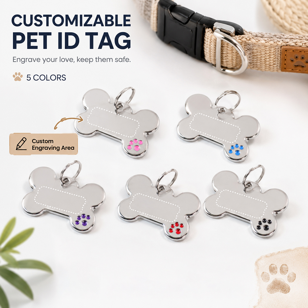 Pet Portrait Custom - Personalisierte Hundemarke in Knochenform mit individuellem