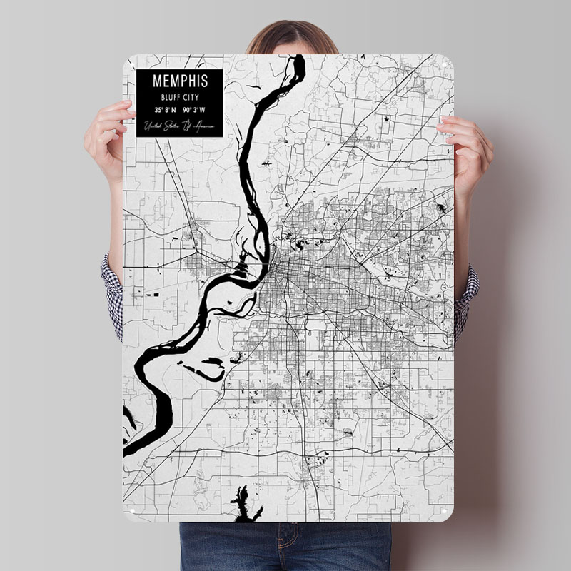 Custom Map Poster - Memphis TN USA Weißblechschilder Karte Poster