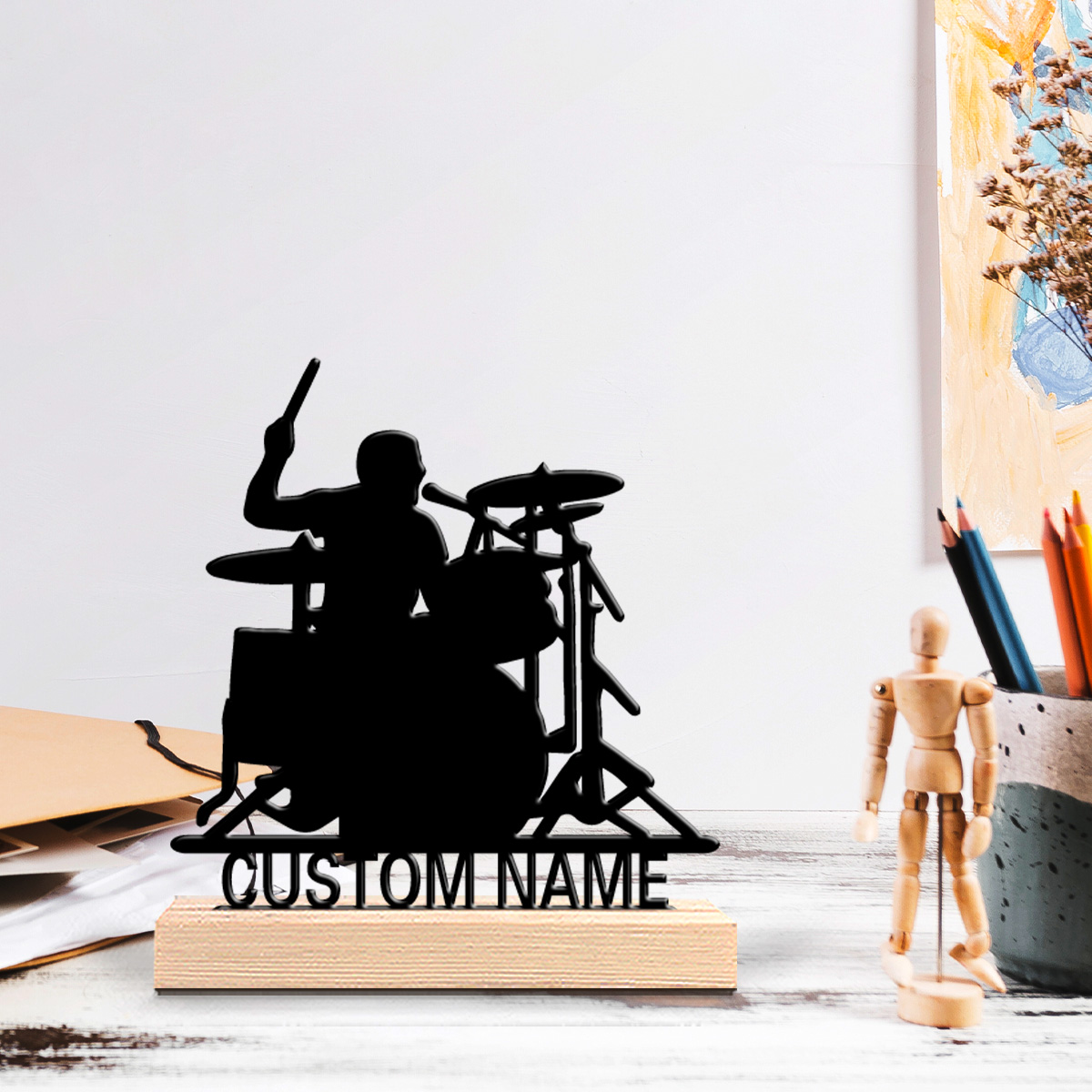 Engraved Wood Frame - 1 Stück stilvolle, personalisierte Metallstatue für