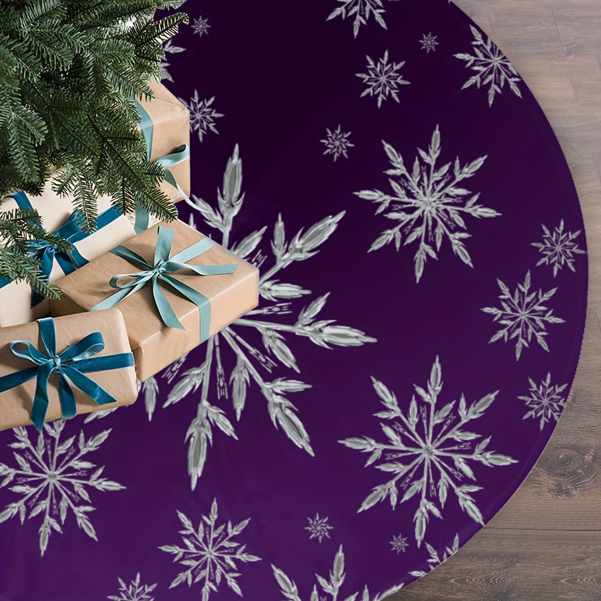 Family Tree Print - VIKAMA Deep Purple Snowflake Print Weihnachtsbaum