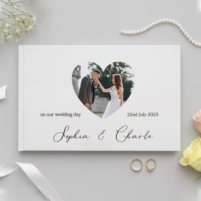Custom Photo Book - Personalisiertes Gästebuch als Hochzeitsgeschenk, weißes, edles
