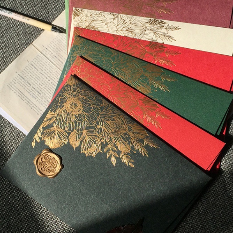 Wax Seal Letter Kit - 10 Stück/spezielle Papierkarte, Heißprägung, Einladungsbriefumschlag, Perlenpapierverpackung,
