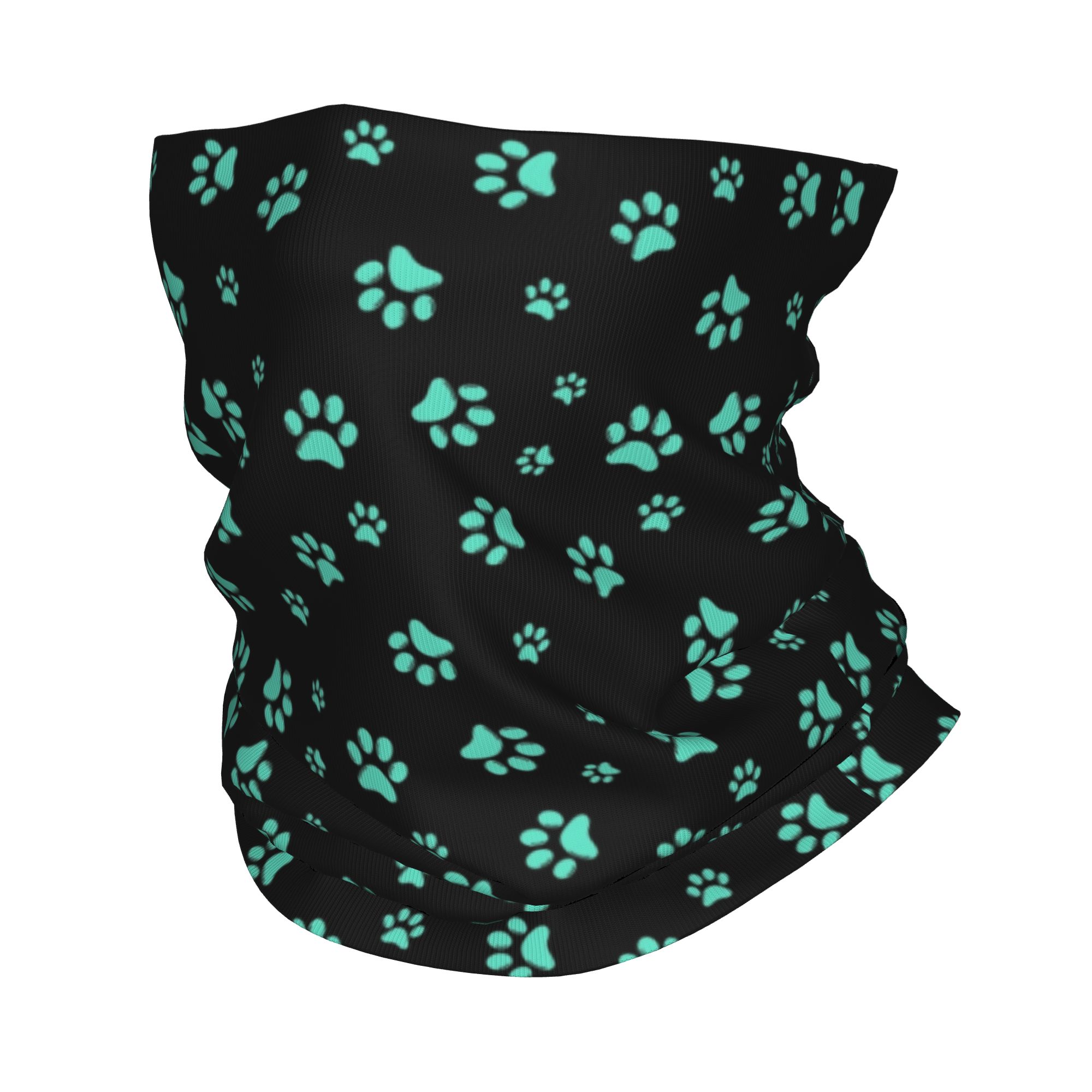 Pet Portrait Custom - Individuelles Aqua-Hundepfotenmuster Bandana Halstuch für Wandern