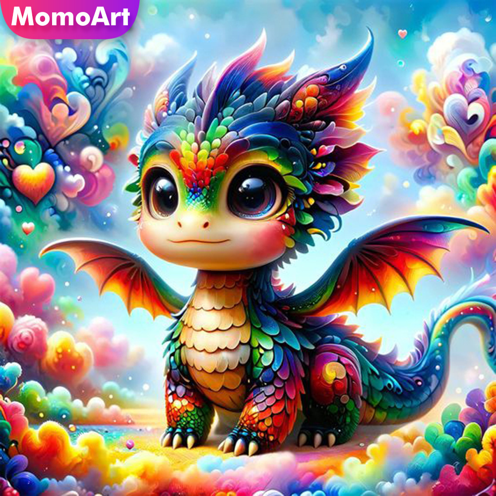 Photo Mosaic Print - Momoart Vollquadrat Rundes Diamantgemälde Drache Tier