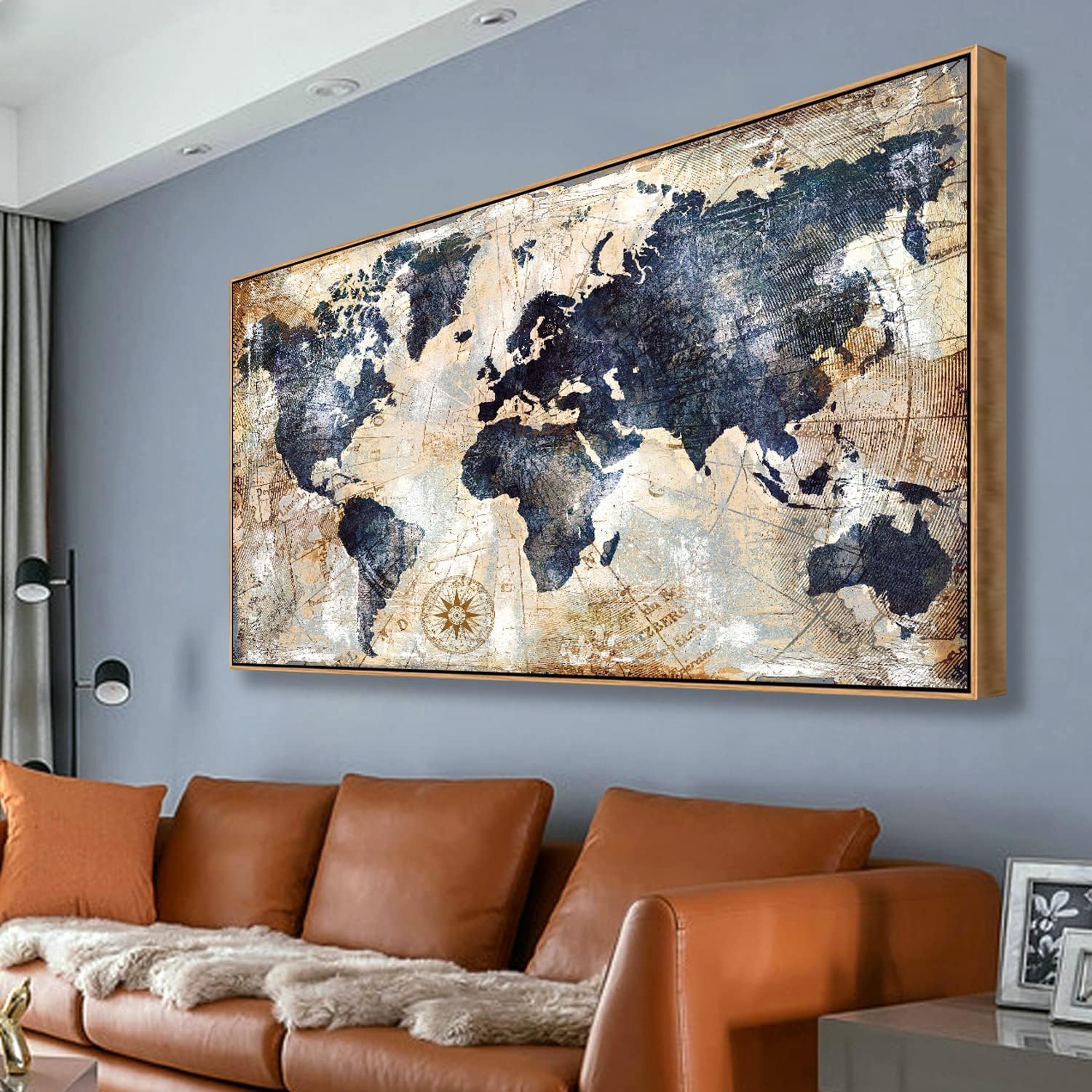 Custom Star Map - Gerahmte Weltkarte, Wandkunstdruck, nautische Karte, Leinwandkunst