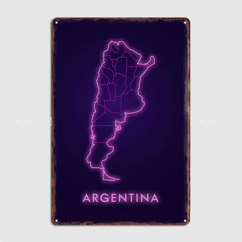 Argentinien Neon-Karte Metalls – Custom Map Poster Bewertung und Preis